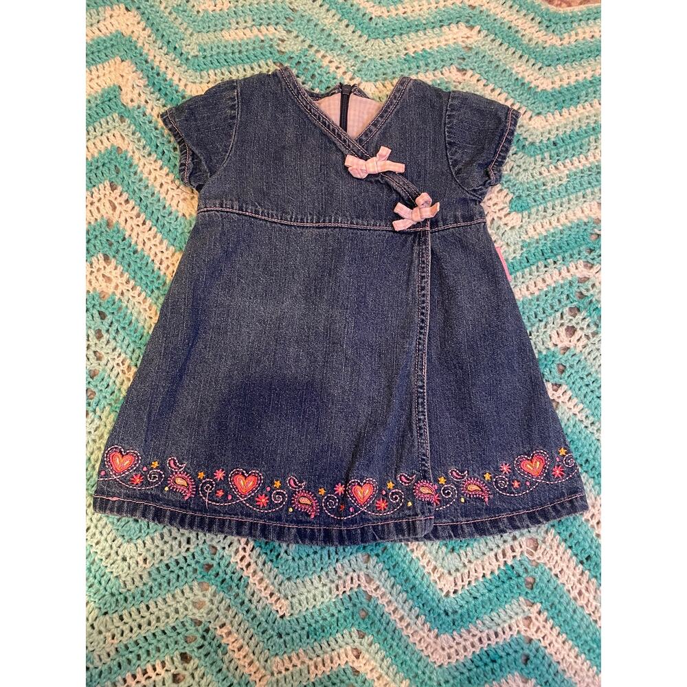 (Sold)girls embroidered denim vintage carters dress